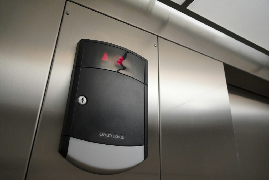 Card reader on a steel door frame
