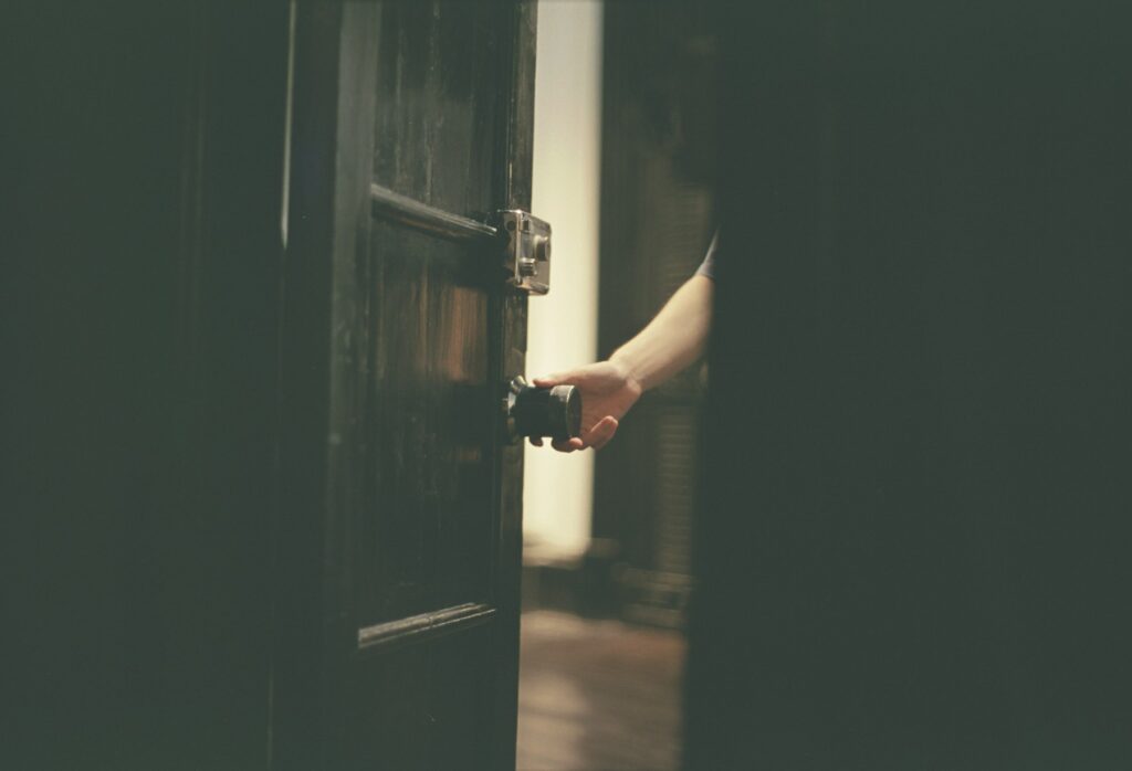 Opening a dark front door