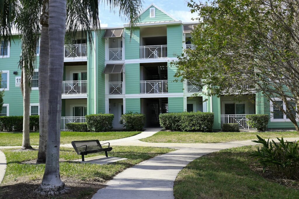 Garden style condo building