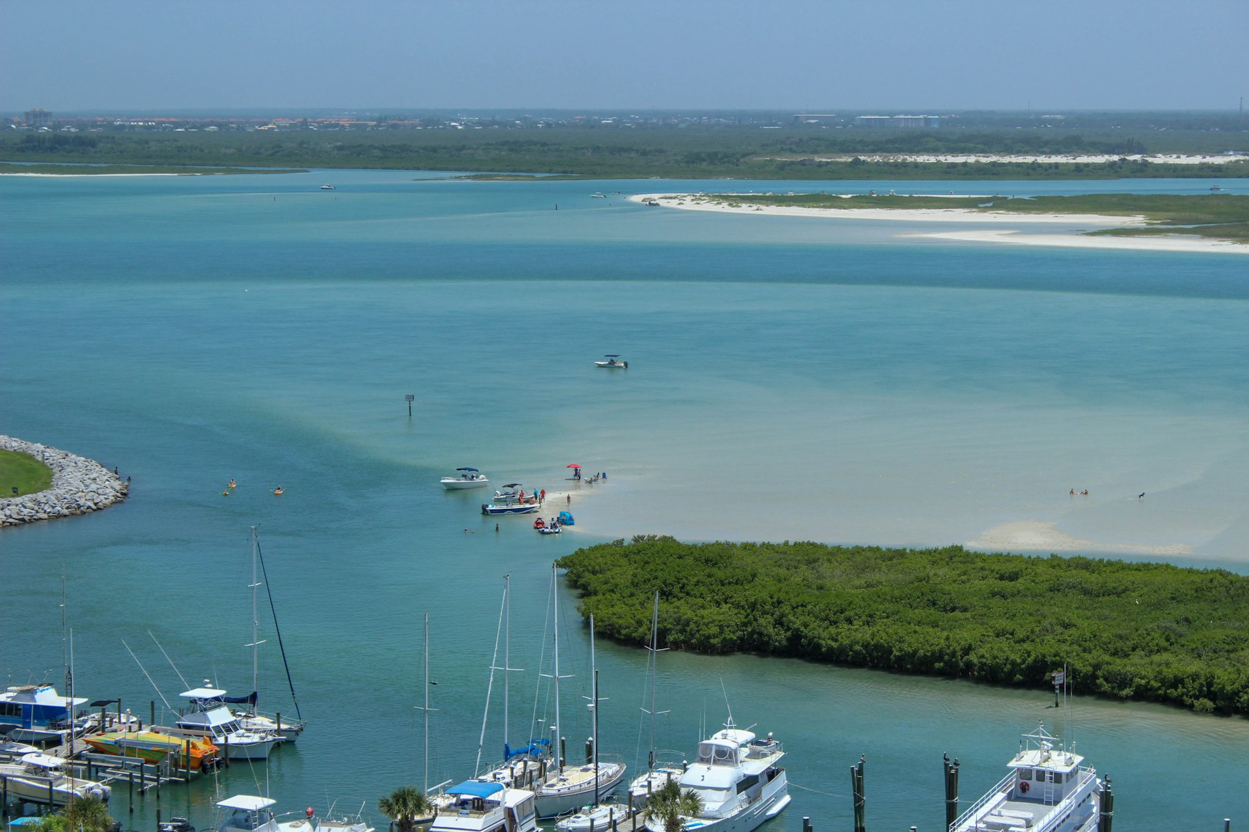 Inlet with mangroves and boats on the Treasure Coast