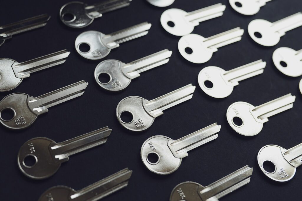 Rows of key blanks