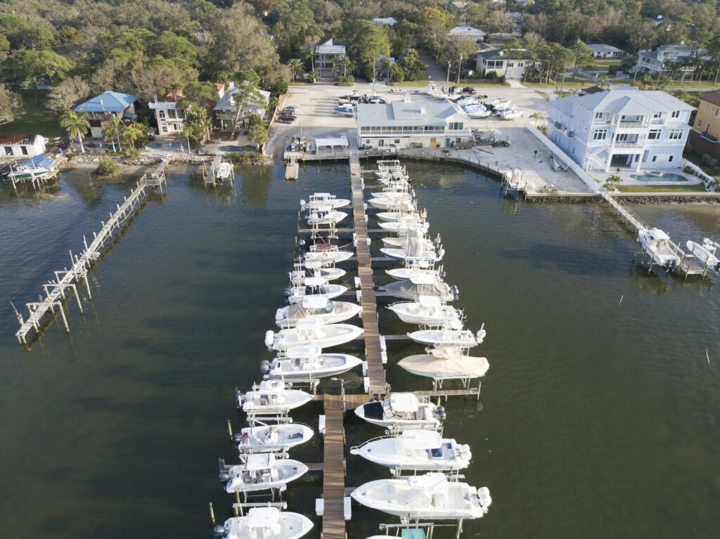 Marina docks from above
