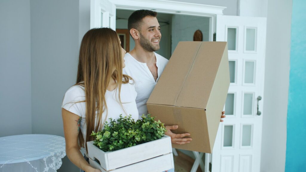 Couple moving into a new home