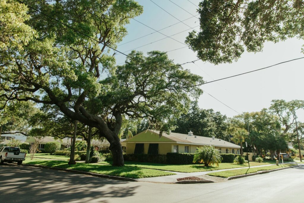 Ranch home under live oaks