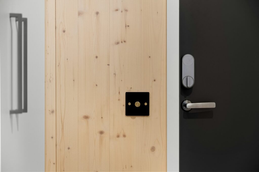 Smart lock on a wood door