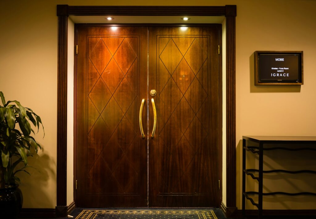 Wood double entry doors
